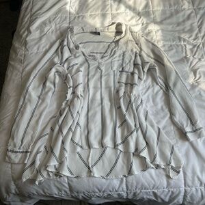 Striped White and Black Women's Top